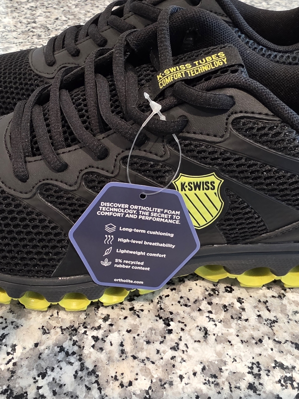 K-Swiss Black and Neon Yellow Men's Comfort Sneakers